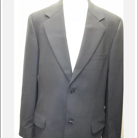 DKNY Men Blazer Black 40R Wool Italian Fabric Made In Hungary 2 Buttons - Picture 2 of 13